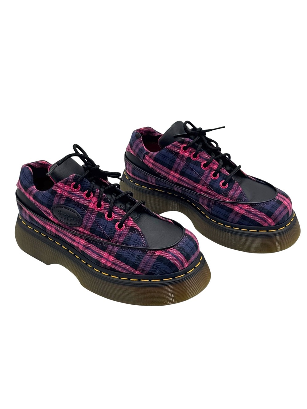 Dr. Martens Buzz 5i Mixed Media Plaid Platform Shoes Size US 8L